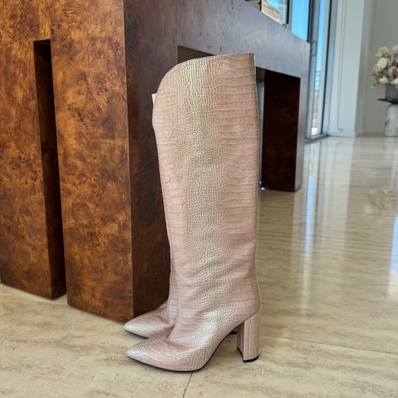 Paris Texas pink crocodile embossed leather boots - Picture 1 of 7